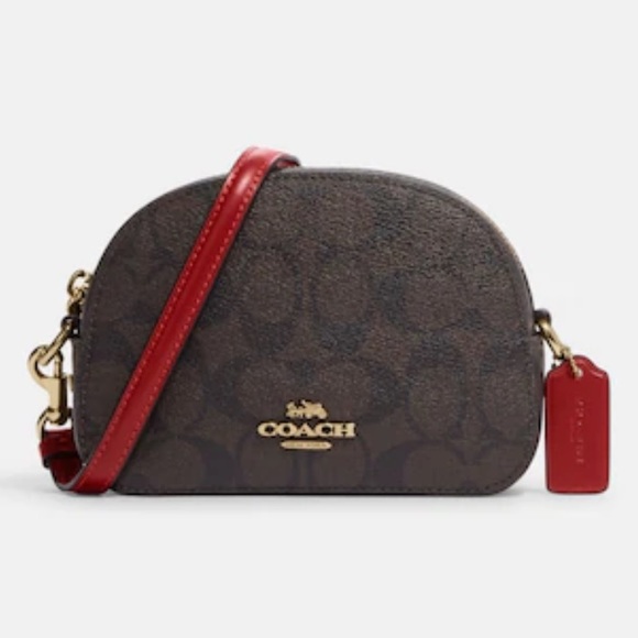 Coach Mini Serena Crossbody In Signature Canvas Bag Red - Picture 3 of 15